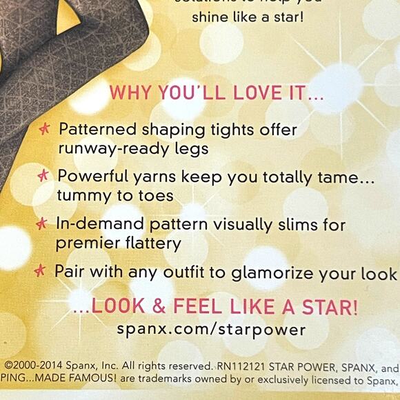 Star Power Spanx Center Stage Patterned Shaping Tights Nouveau Backdrop Black A - Picture 7 of 8
